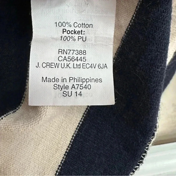 J. Crew Navy & Cream Stripe Faux Leather Pockets Dress Short Sleeve Size XXS - Picture 9 of 10